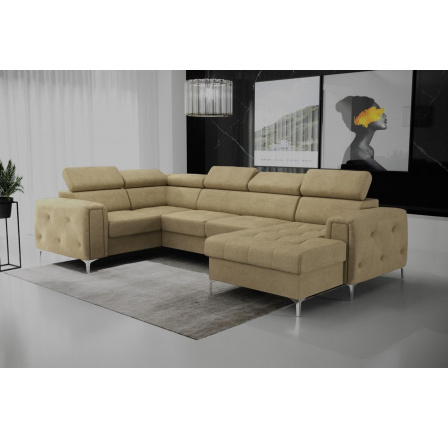 NAROŻNIK ORION MAX III Z FUNKCJĄ SPANIA 165x320x185 CM - Odcienie beżu , lewa