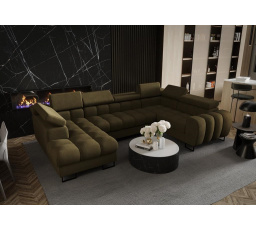 NAROŻNIK ROZKŁADANY ASPEN MAX II 195x350x170 CM - prawa , Odcienie oliwkowego