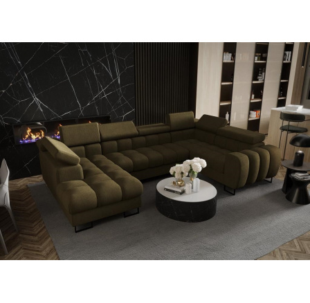 NAROŻNIK ROZKŁADANY ASPEN MAX II 195x350x170 CM - prawa , Odcienie oliwkowego