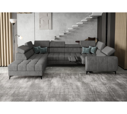 NAROŻNIK ROZKŁADANY PORTO MAX I RELAX 225X350X193 CM - lewa , Odcienie szarości
