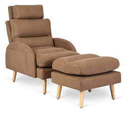 Fotel Wypoczynkowy HENRY z Podnóżkiem Brązowy