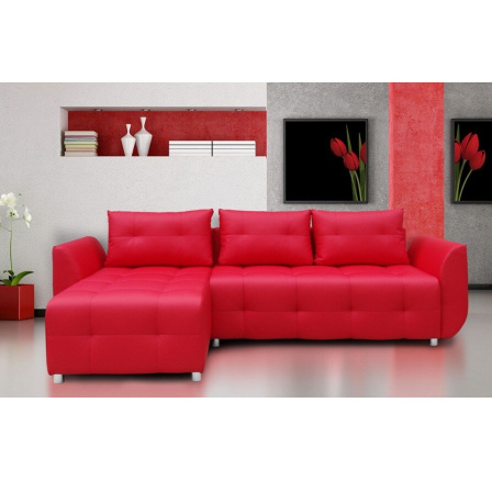 Rohová universální sedací souprava SARA, Červená Ekokůže 10