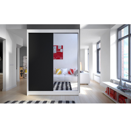 Šatní skříň CAMILA I 150, Bílá/Černá