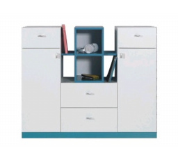 MOBI MO10 komód, Fehér Lux / Türkiz