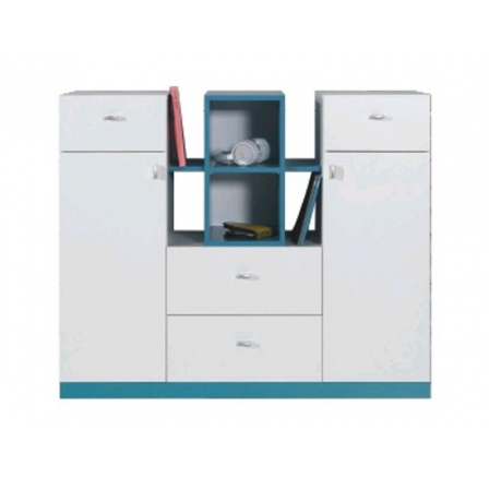 MOBI MO10 komód, Fehér Lux / Türkiz