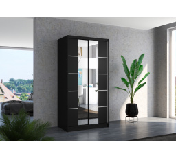 Tolóajtós szekrény tükörrel KSAWER 100 Fekete+Fekete