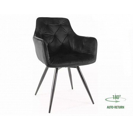 MANGO VELVET forgó étkezőszék, Fekete Bluvel 19/Fekete