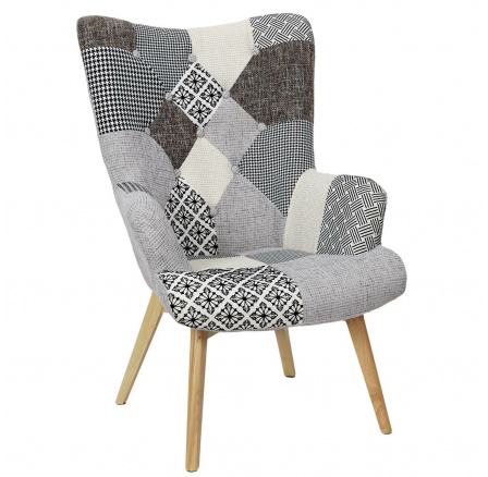 Helsinki füles fotel szürke patchwork