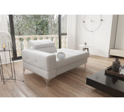 SOFA JEDNOOSOBOWA TOSCANIA I SZEZLONG 135 CM SKÓRA NATURALNA - Skóra biała , Szezlong po prawej - prawa strona