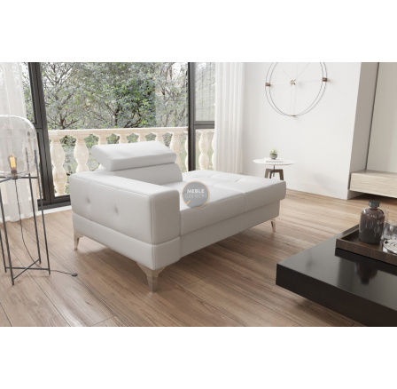 SOFA JEDNOOSOBOWA TOSCANIA I SZEZLONG 135 CM SKÓRA NATURALNA - Skóra biała , Szezlong po prawej - prawa strona