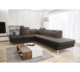 NAROŻNIK OSLO 295x220 SKÓRA NATURALNA - lewa , Skóra brązowa