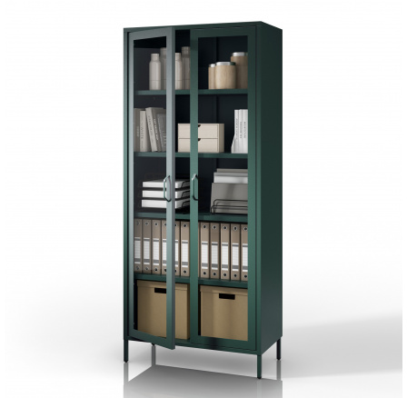Üvegezett vitrin palackzöld Modern ANGELO 800 x 1850 x 450 mm Üvegezett vitrin palackzöld Modern ANGELO 800 x 1850 x 450 mm