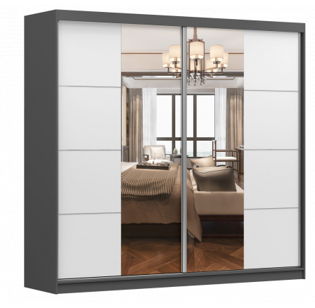 MULTI 38 Gardróbszekrény, Szürke/Fehér