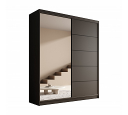 Tolóajtós és tükrös szekrény Nico 180 Fekete+Fekete