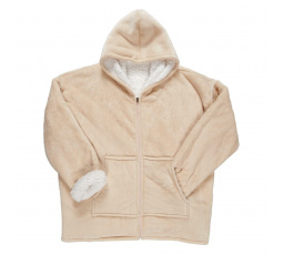 Bézs cipzáras bélelt kabát/snudie zsebbel