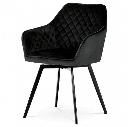Jídelní židle, černá, sametová látka, DCH-425 BK4