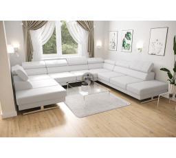 NAROŻNIK EMPORIO MAX I 300X350X220 - prawa , Eko skóra biała