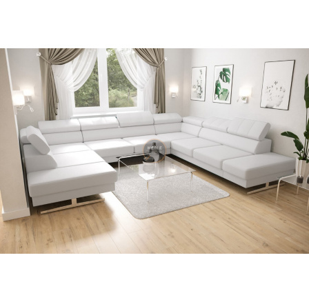 NAROŻNIK EMPORIO MAX I 300X350X220 - prawa , Eko skóra biała