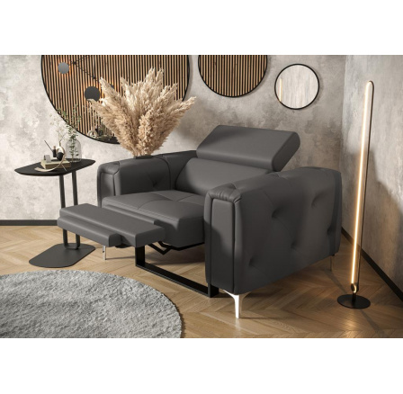 FOTEL ORION RELAX SKÓRA NATURALNA - Skóra szara