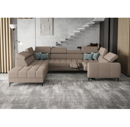 NAROŻNIK ROZKŁADANY PORTO MAX I RELAX 225X350X193 CM - lewa , Odcienie beżu