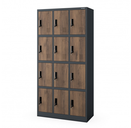 Fém öltözőszekrény BHP MARCIN, 900 x 1850 x 400 mm, Eco Design: antracit/dió