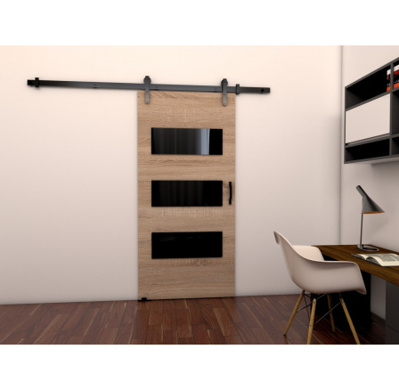 Posuvné dveře LOFT E90, Sonoma/Černá Posuvné dveře LOFT E90, Sonoma/Černá