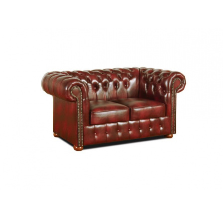 Pohovka Chesterfield Classic 2 kůže bordó