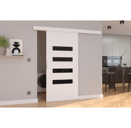 Falra szerelhető tolóajtó FORLI 76 Fehér+Fekete Lacobel