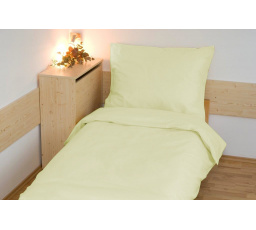 Povlečení bavlna UNI 140x200, 70x90cm Světle žlutá nitěný knoflík