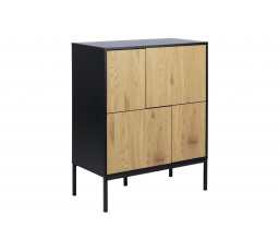 Seaford IV komód fekete természetes tölgy
