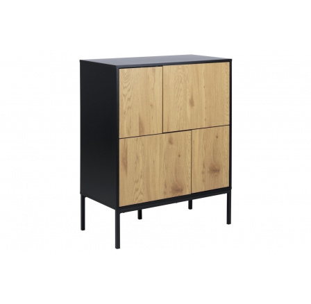 Seaford IV komód fekete természetes tölgy