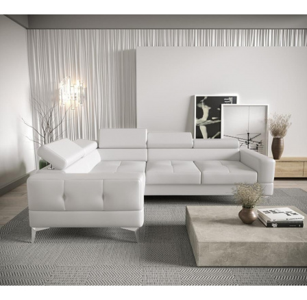 NAROŻNIK ROZKŁADANY TOSCANIA 250x180 - lewa , Biała eko skóra