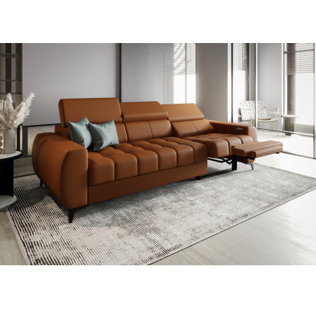 SOFA PORTO III RELAX 263 CM SKÓRA NATURALNA - Skóra koniak , Strona prawa