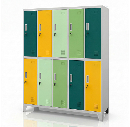 BHP 10 ajtós szürke-zöld-sárga ruhásszekrény: BARTEK 1360 x 1720 x 450 mm BHP 10 ajtós szürke-zöld-sárga ruhásszekrény: BARTEK 1360 x 1720 x 450 mm