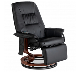 Fotel Obrotowy Masujący WEST Podgrzewany Czarny Ekoskóra