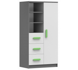 Polc 80 3S1D SMYK II - 05, Szürke/Fehér/Zöld