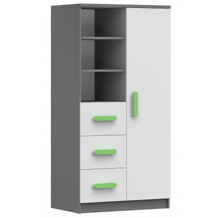 Polc 80 3S1D SMYK II - 05, Szürke/Fehér/Zöld