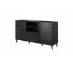 ABETO komód, matt fekete/fényes fekete