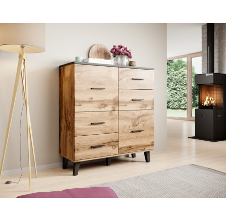 LOTTA 110 2D4S komód, Wotan Tölgy/Fekete