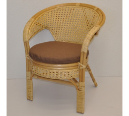 Ratanové křeslo Kina medové polstr hnědý melír