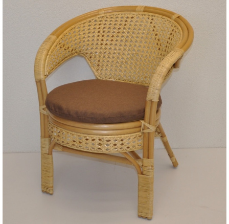 Ratanové křeslo Kina medové polstr hnědý melír