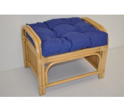 Ratanová taburetka Ear medová polstr tmavě modrý melír