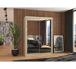 Tolóajtós szekrény tükörrel PERMO 150 Sonoma+Sonoma