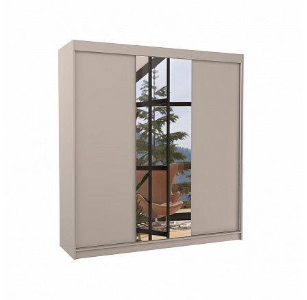 Tolóajtós és tükörrel ellátott SANTIAGO 200 ruhásszekrény Kašmír+Kašmír