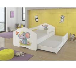 CASIMO II ELEPHANT 160x80 Fehér kétszemélyes ágy korláttal és matracokkal