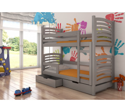 Kétszemélyes emeletes ágy matracokkal OSUNA Szürke