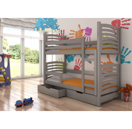 Kétszemélyes emeletes ágy matracokkal OSUNA Szürke