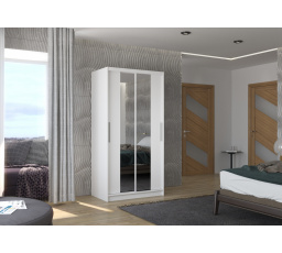 Tolóajtós szekrény tükörrel DRAGONIS 100 Fehér+Fehér