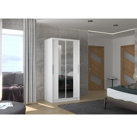 Tolóajtós szekrény tükörrel DRAGONIS 100 Fehér+Fehér