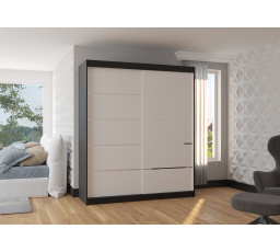 SPECTRA 180 Tolóajtós ruhásszekrény Fekete+Fehér